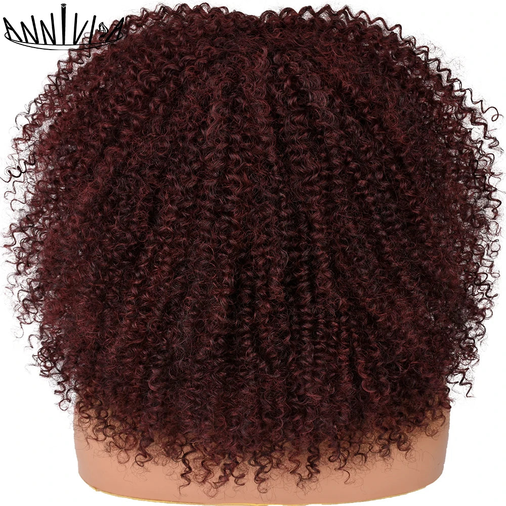 Synthetic Kinky Curly Wigs With Bangs - Various Colors Available