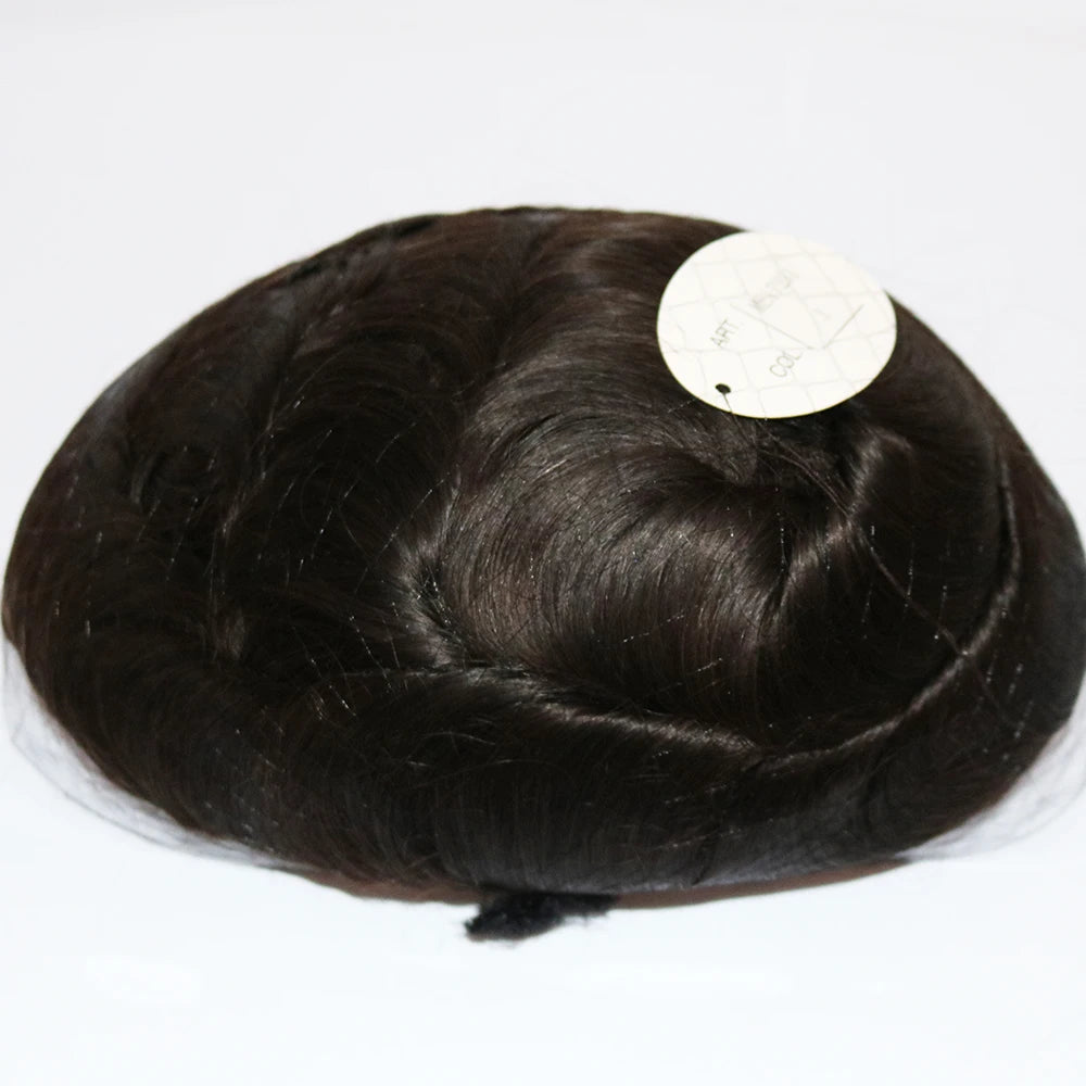 Natural Hairline Hair Replacement System(Toupee) V-loop 0.06-0.08mm PU Base  Straight/Wavy - Colors 1,1B,2 & 3 Available