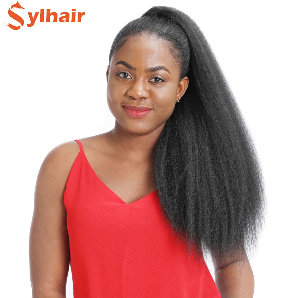 Kinky Straight Synthetic Drawstring Ponytails in Various Colors