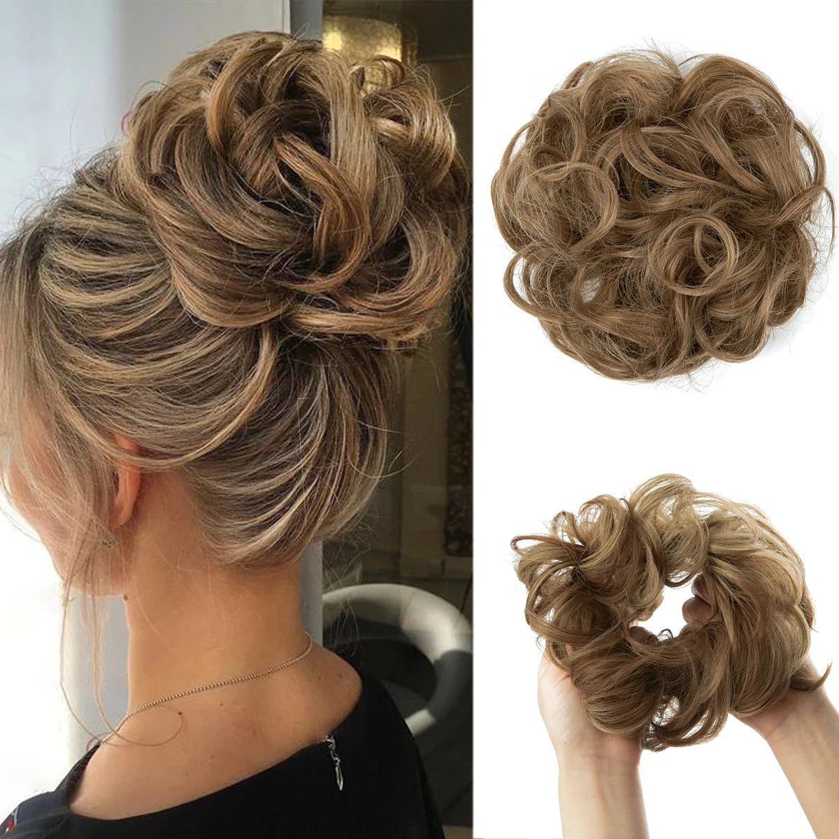 Synthetic Messy Curly Bun - Elastic Scrunchy Doughnut Updo Hair Pieces