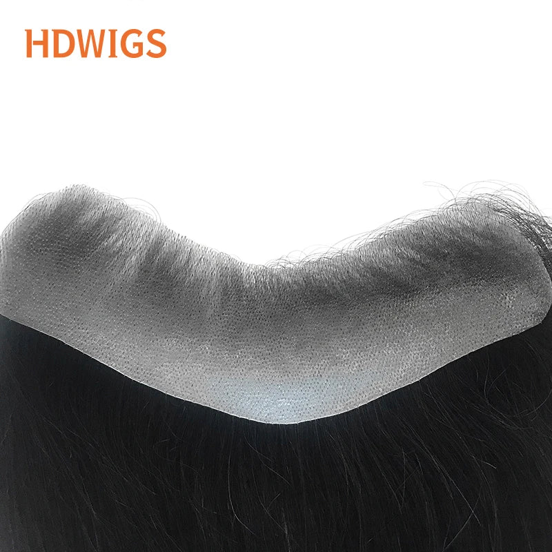 Straight 100% Human Remy Hair V Style Thin Skin Full PU Men's Capillary Prosthesis Frontal - Various Options Available