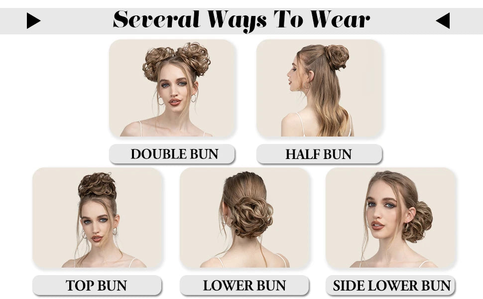 Synthetic Messy Curly Bun - Elastic Scrunchy Doughnut Updo Hair Pieces