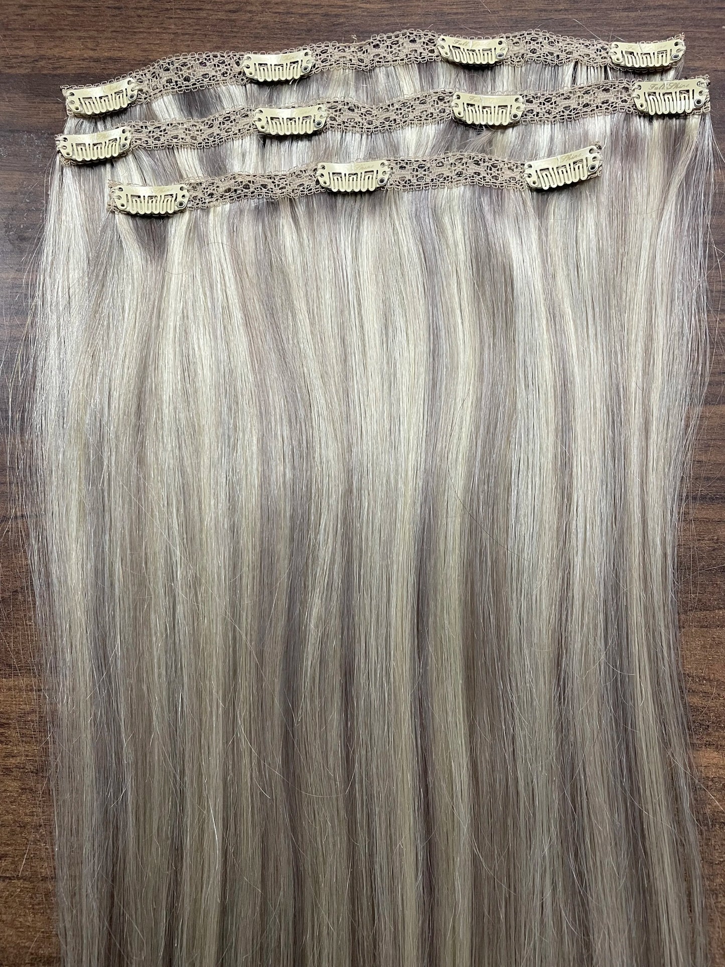 Full Shine Straight Human Hair 3pc Clip in Hair Extensions  - Various Colors Available