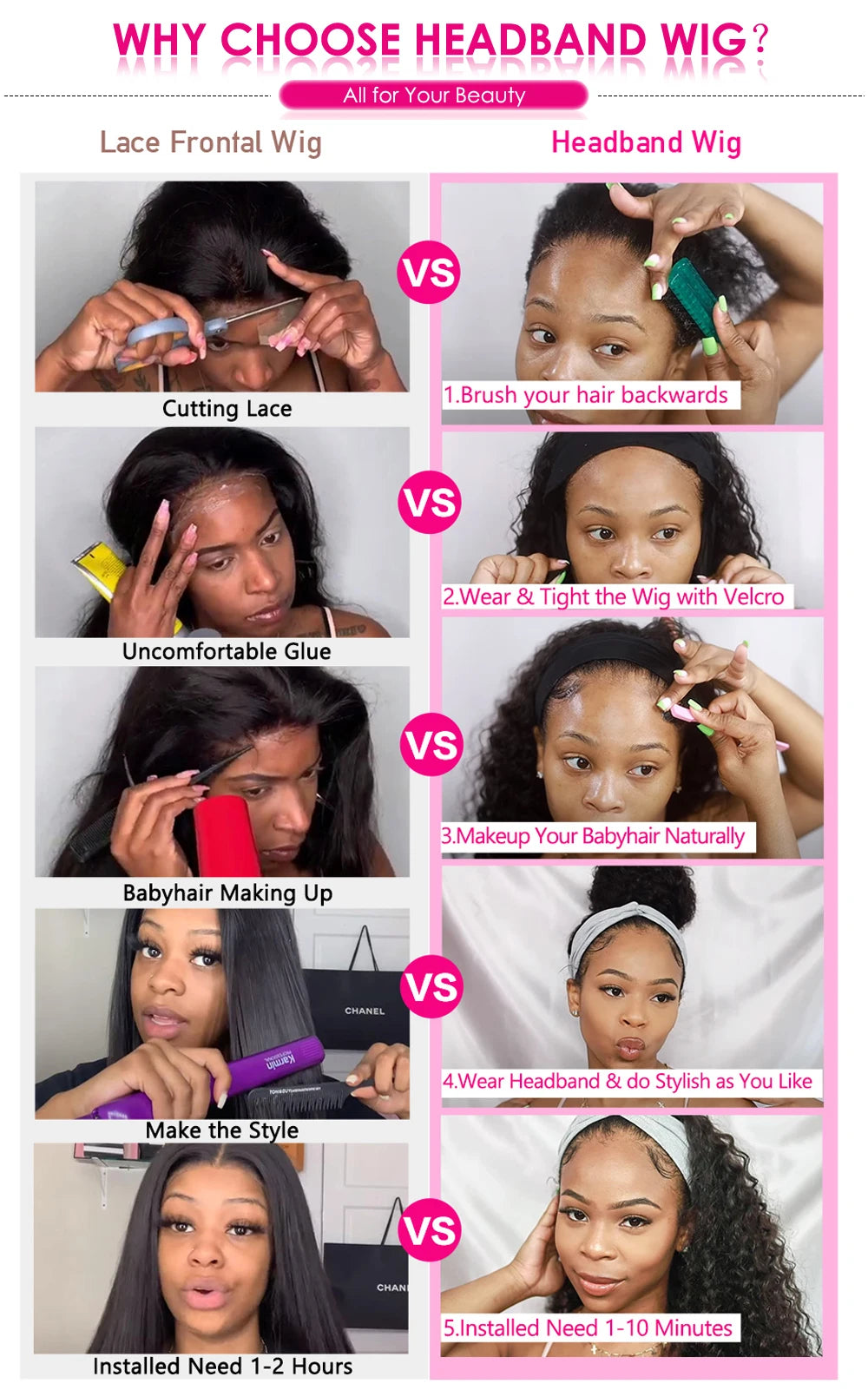 Curly Human Hair Headband & V Part Wig Human Hair