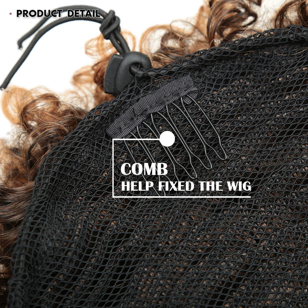 Short Kinky Curly Synthetic Ponytails With Bangs - Various Options Available