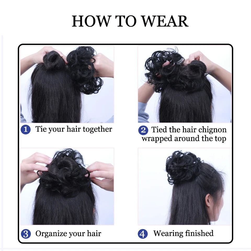 Synthetic Hair Bun with Elastic Band or Clip On - Various Options Available
