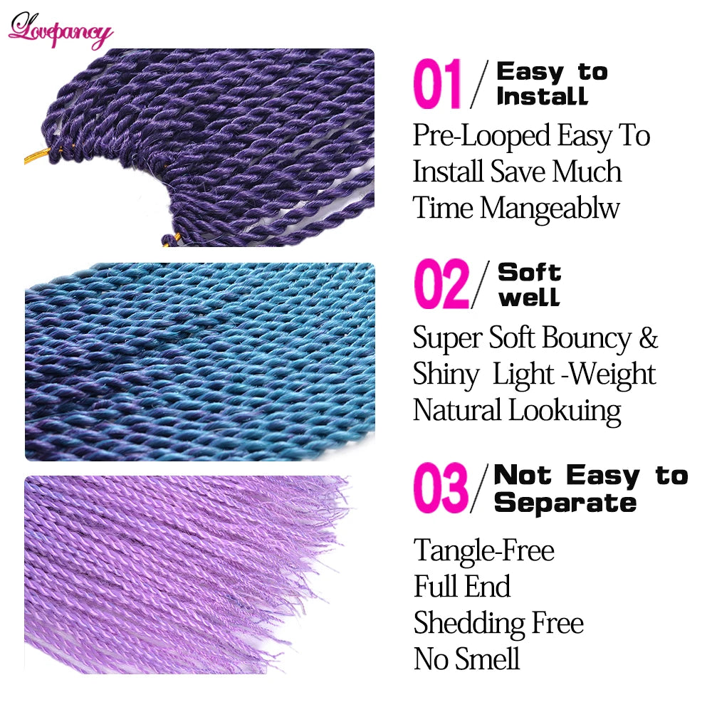 24 Inch Senegalese Twist Synthetic Crochet Braids - Various Colors Available