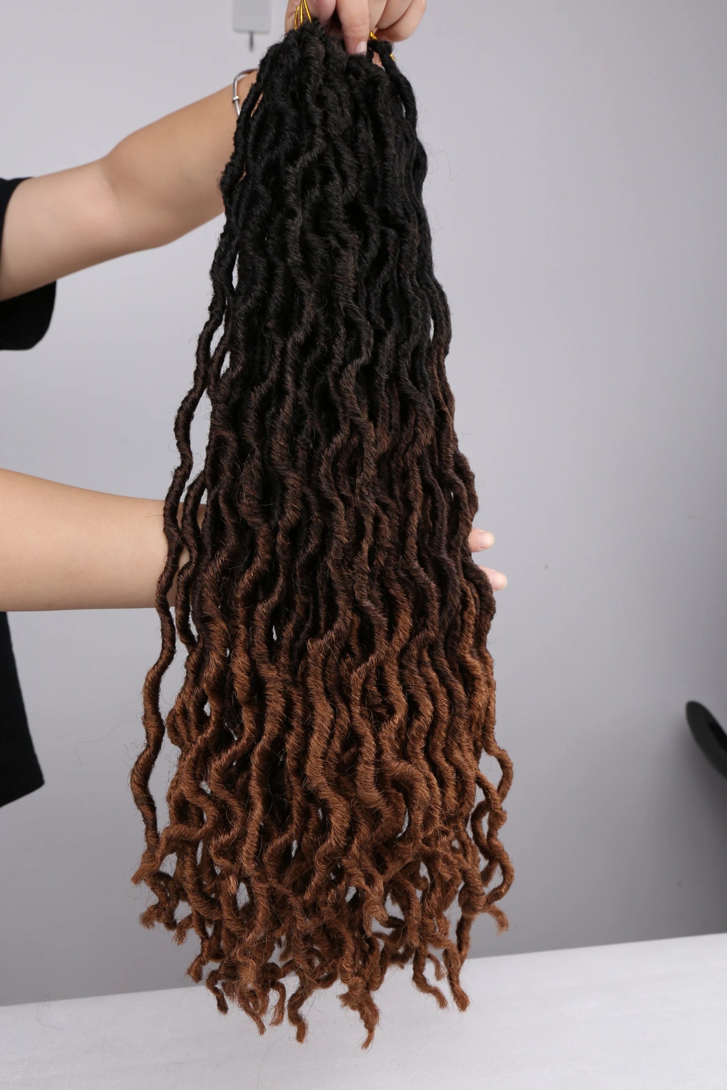 Curly Faux Locs Synthetic Crochet Pre-Stretched Hair - Various Colors Available