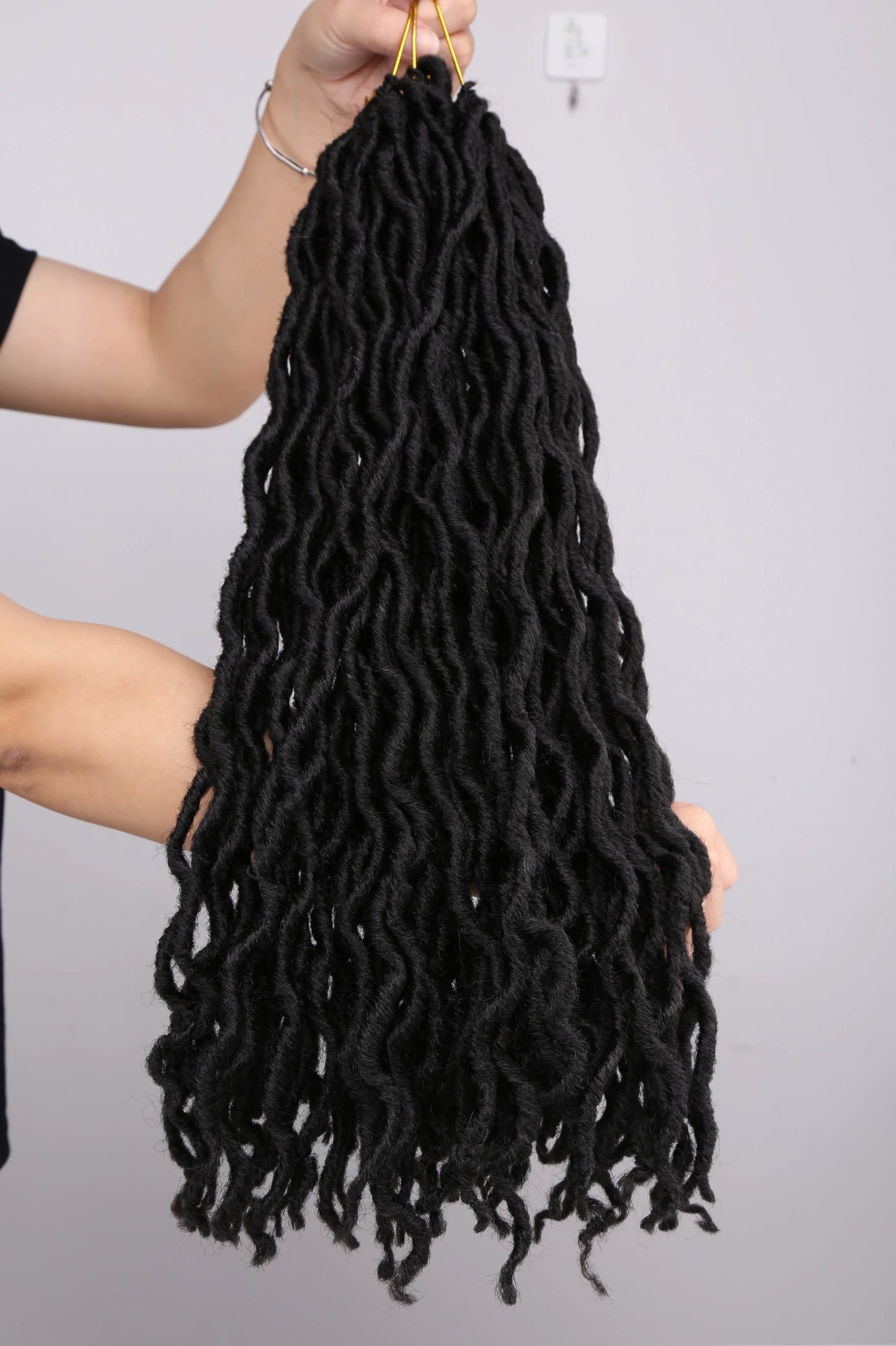 Curly Faux Locs Synthetic Crochet Pre-Stretched Hair - Various Colors Available