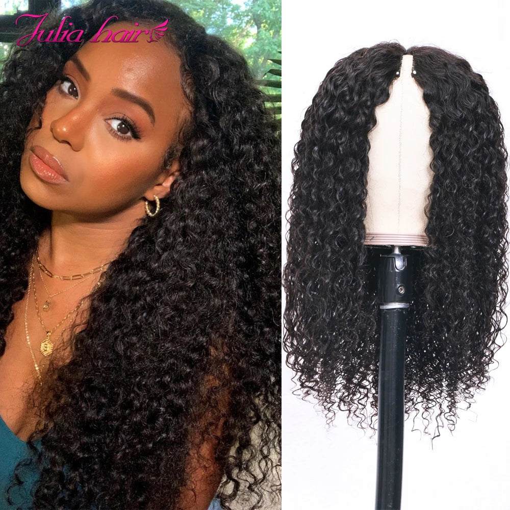 Curly Human Hair Headband & V Part Wig Human Hair