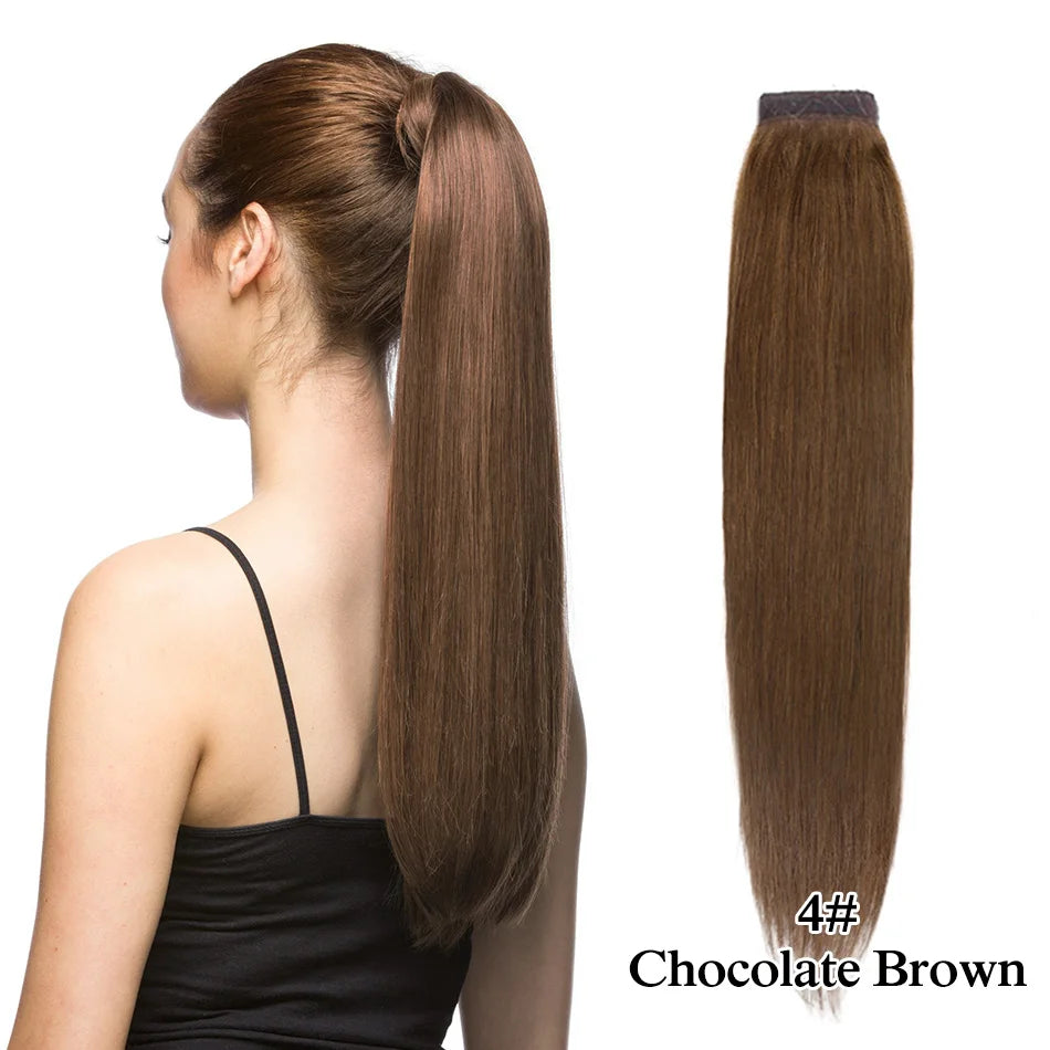 Straight Human Hair Wrap Around Ponytails