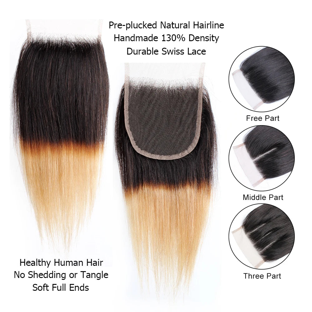 Straight Remy  Human Hair Transparent Lace & Closure - Various Options Available