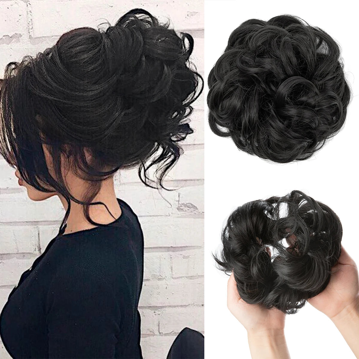 Synthetic Messy Curly Bun - Elastic Scrunchy Doughnut Updo Hair Pieces