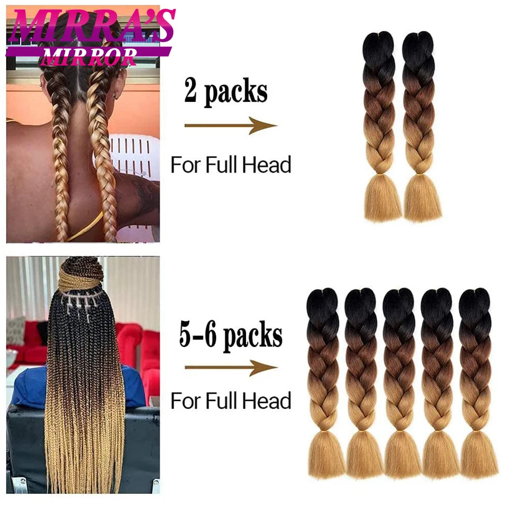 6 Bundles Jumbo Synthetic Braiding Hair - Various Colors Available