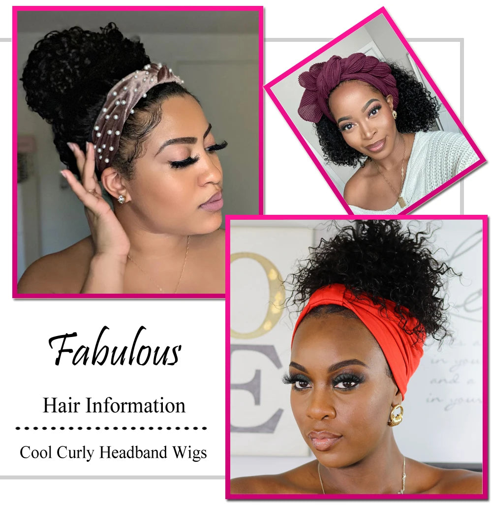 Curly Human Hair Headband & V Part Wig Human Hair