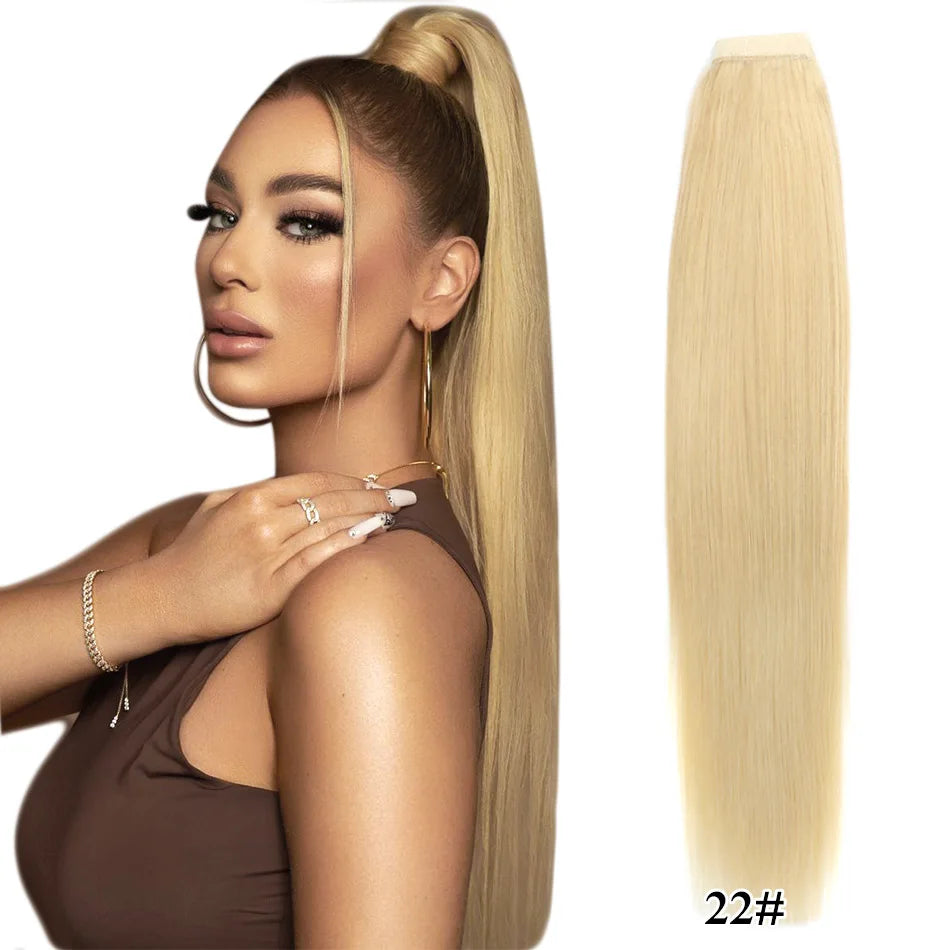 Straight Human Hair Wrap Around Ponytails