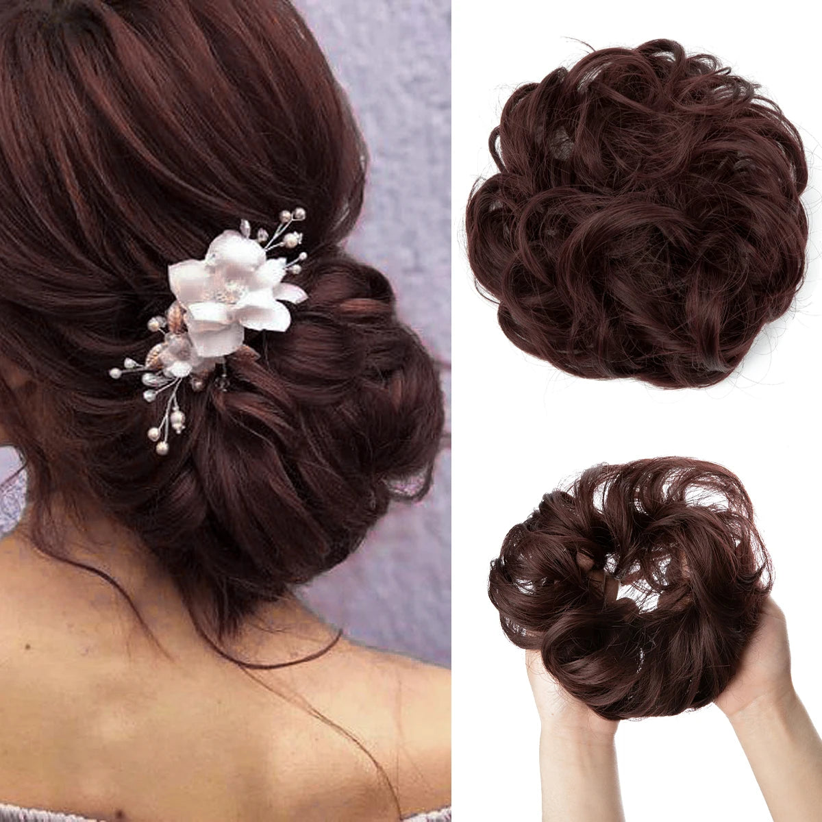 Synthetic Messy Curly Bun - Elastic Scrunchy Doughnut Updo Hair Pieces