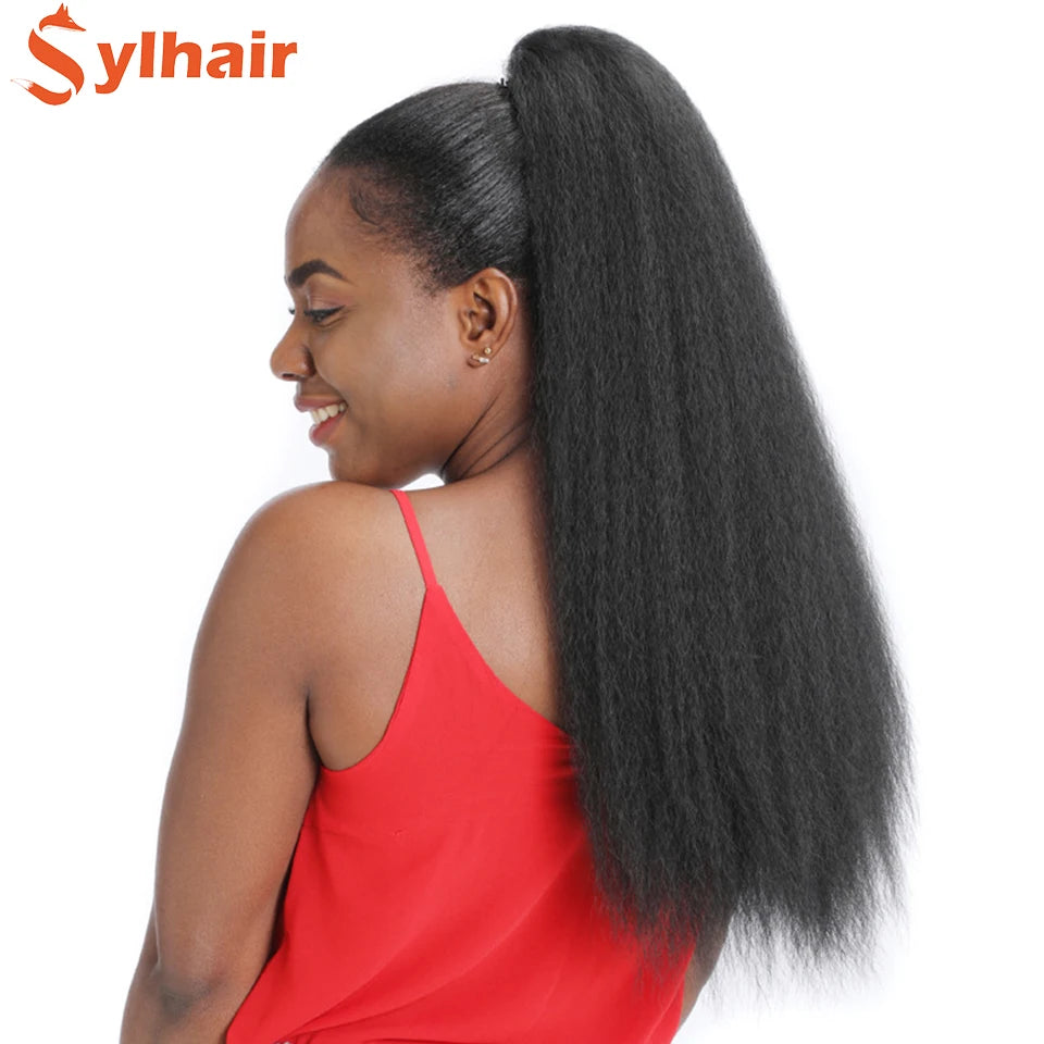 Kinky Straight Synthetic Drawstring Ponytails in Various Colors
