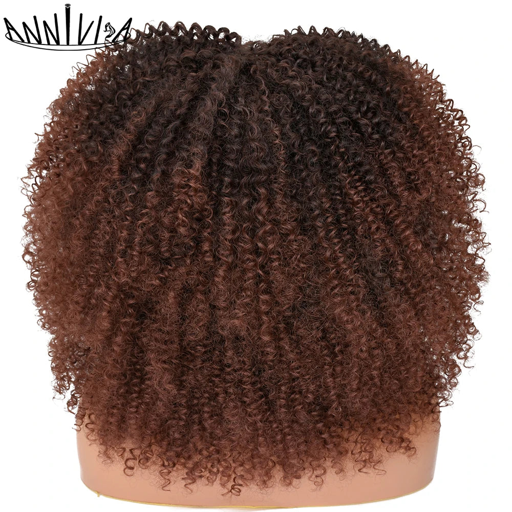 Synthetic Kinky Curly Wigs With Bangs - Various Colors Available