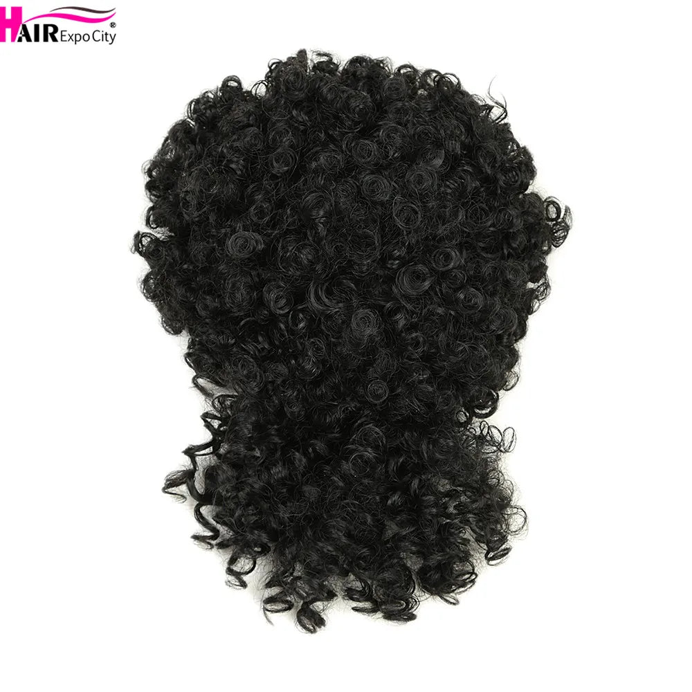 Short Kinky Curly Synthetic Ponytails With Bangs - Various Options Available