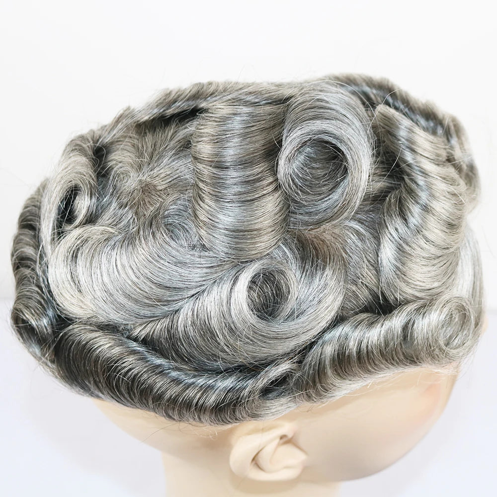 Natural Hairline Hair Replacement System(Toupee) V-loop 0.06-0.08mm PU Base  Straight/Wavy - Colors 1,1B,2 & 3 Available