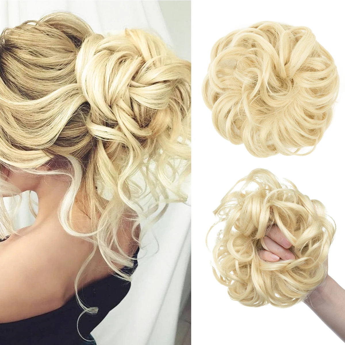Synthetic Messy Curly Bun - Elastic Scrunchy Doughnut Updo Hair Pieces