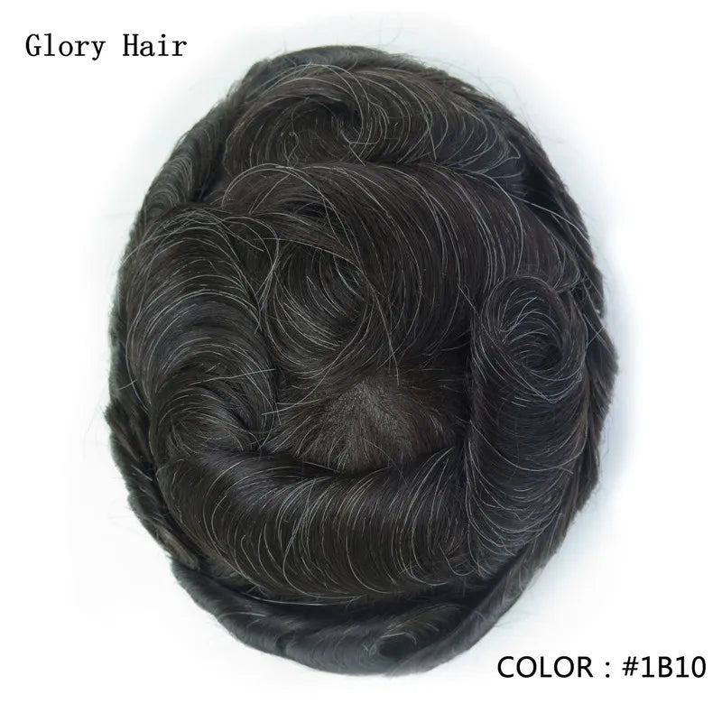 Indian Human Hair Thin Skin Hair Prosthesis 0.12 - 0.14 mm Toupee/Replacement Unit - Various Options Available