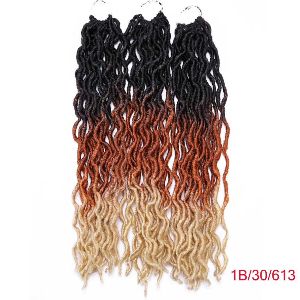 Curly Faux Locs Synthetic Crochet Pre-Stretched Hair - Various Colors Available