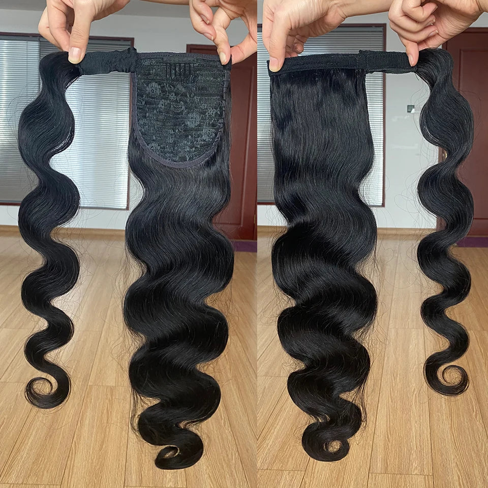 Body Wave Wrap Around Human Hair Ponytail, 100g & 120g Available