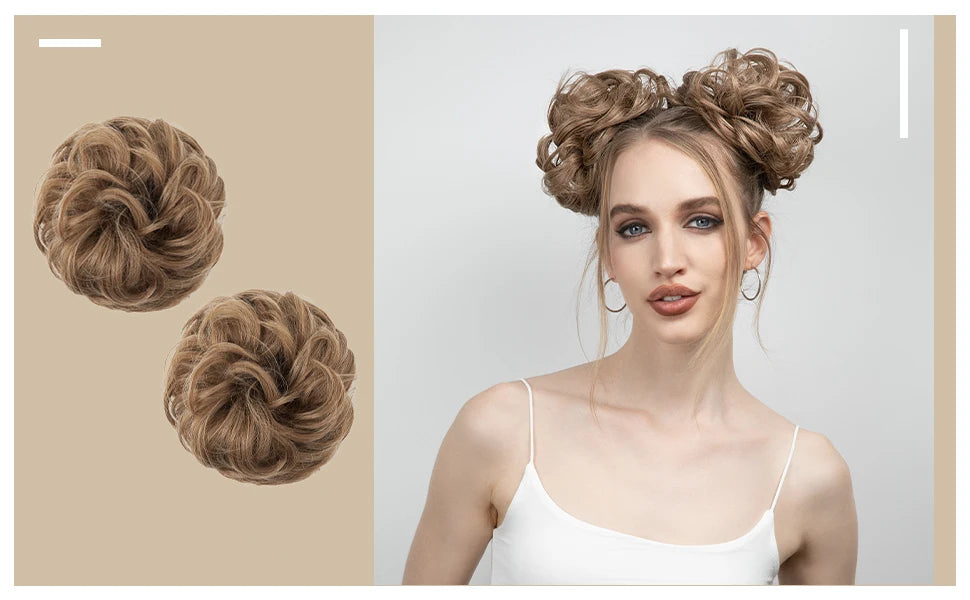 Synthetic Messy Curly Bun - Elastic Scrunchy Doughnut Updo Hair Pieces