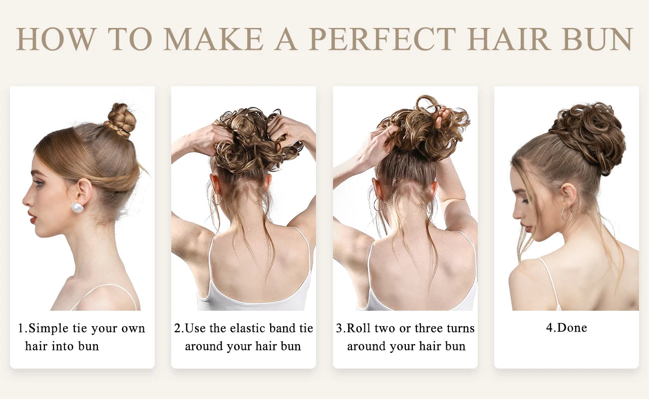 Synthetic Messy Curly Bun - Elastic Scrunchy Doughnut Updo Hair Pieces