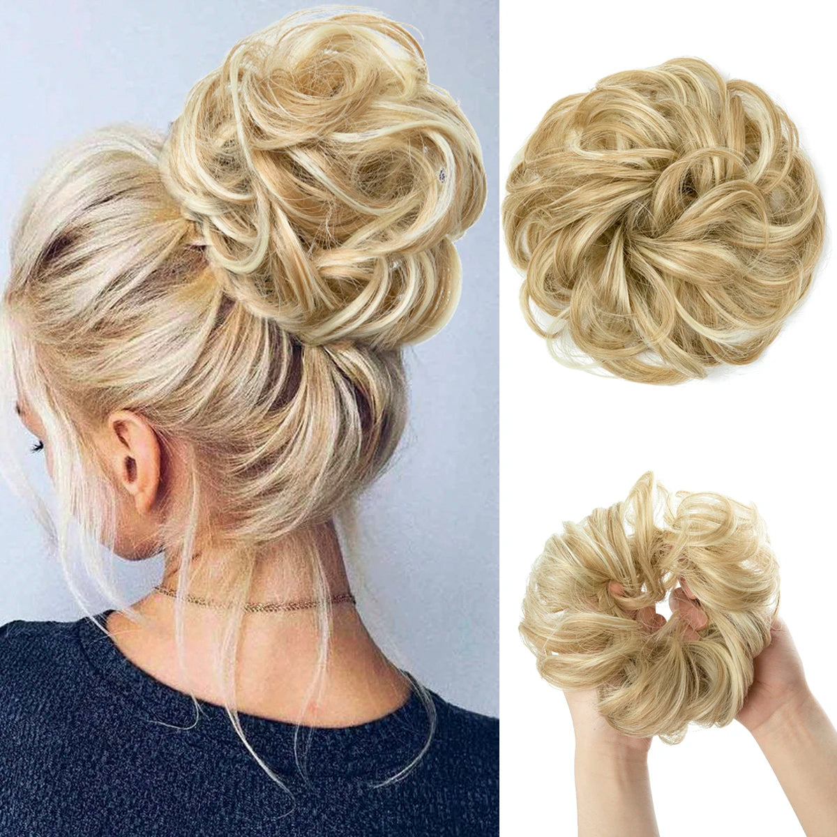 Synthetic Messy Curly Bun - Elastic Scrunchy Doughnut Updo Hair Pieces