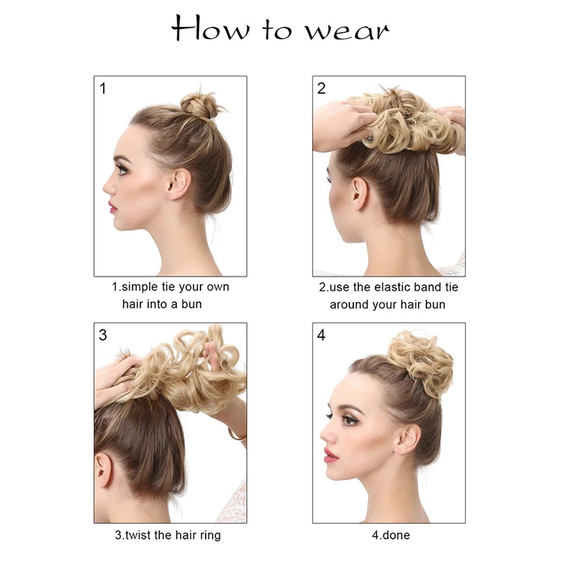 Synthetic Messy Curly Bun - Elastic Scrunchy Doughnut Updo Hair Pieces