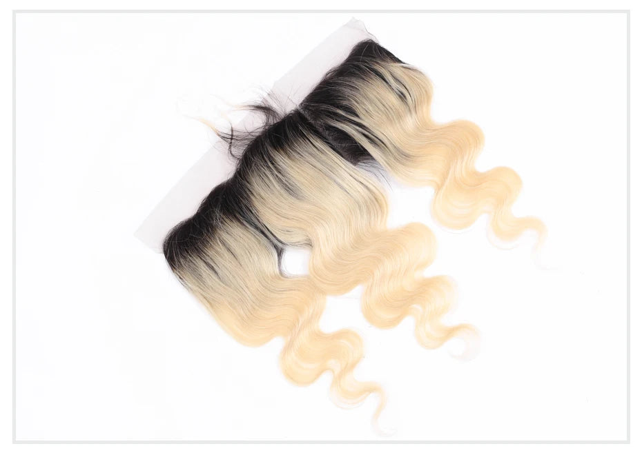 Body Wave 13X4 1B/613 Dark Root Ombre or 613 Blonde Full Lace Frontal With Baby Hair