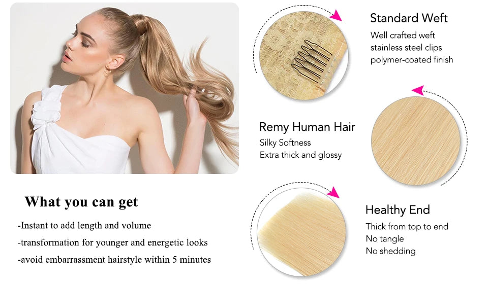 Straight Human Hair Wrap Around Ponytails
