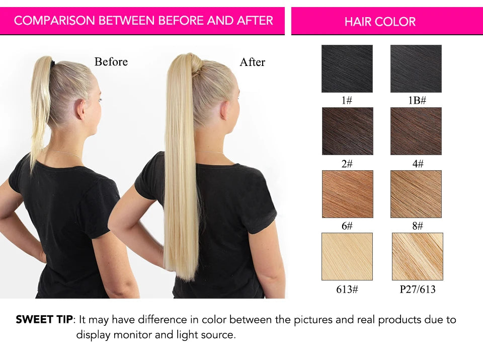Straight Human Hair Wrap Around Ponytails