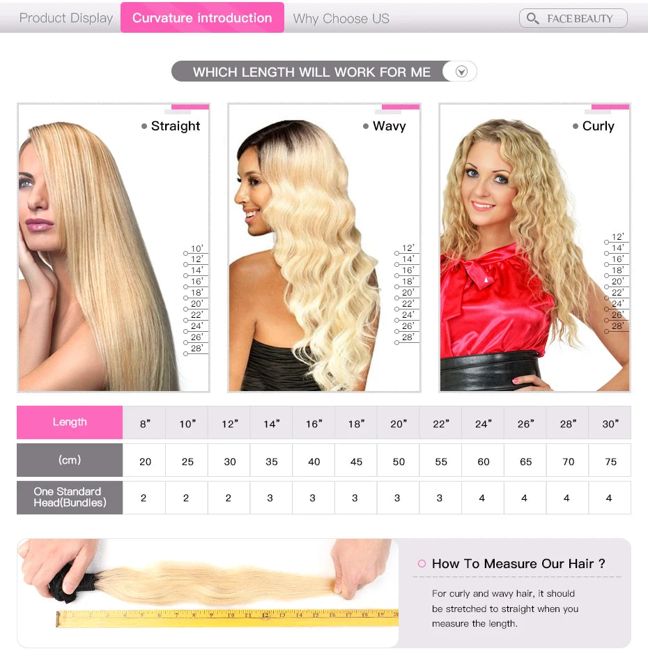 Straight Human Hair - Ombre 1B 613 Blonde Bundles with 4x4 Lace Closure