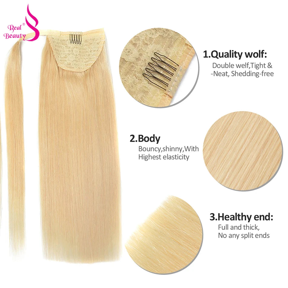 Straight Human Hair Wrap Around Ponytails