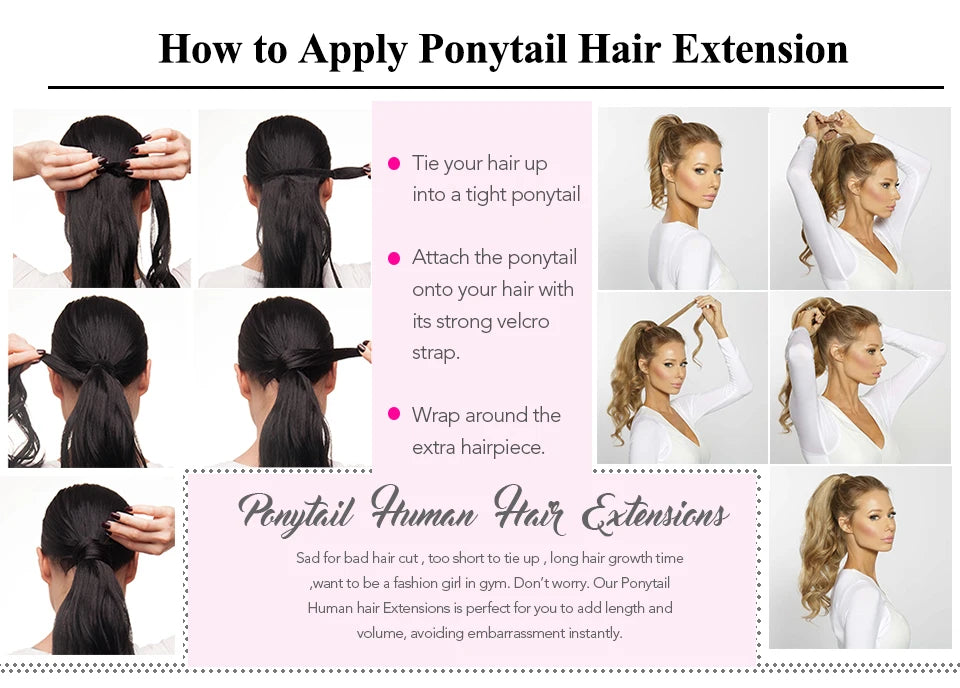 Straight Human Hair Wrap Around Ponytails