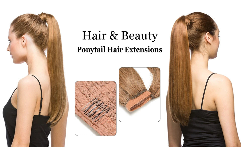 Straight Human Hair Wrap Around Ponytails