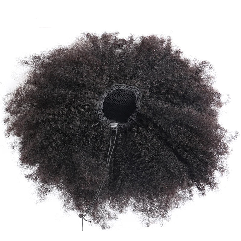Afro Kinky Curly Drawstring or Straight Wrap Around Human Hair Ponytails