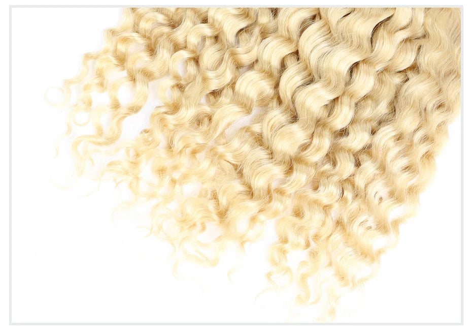 Deep Wave Malaysian Curly Human Hair Weave Bundle 613 Blonde