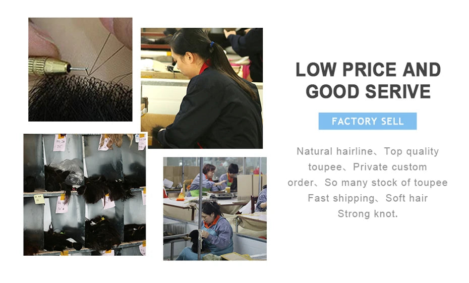 0.08mm Thickness PU Poly Base Double Knotted Toupee Human Hair - Capillary Prothesis