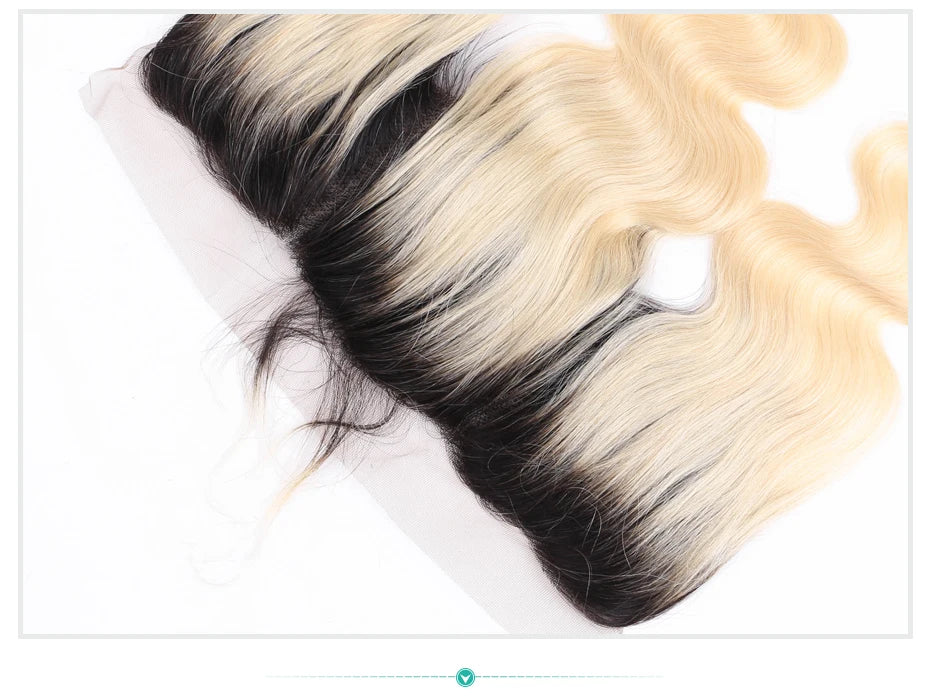 Body Wave 13X4 1B/613 Dark Root Ombre or 613 Blonde Full Lace Frontal With Baby Hair