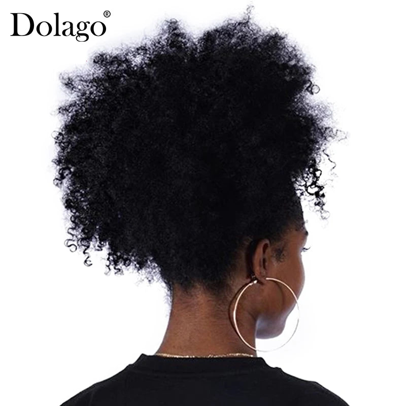 Afro Kinky Curly Drawstring or Straight Wrap Around Human Hair Ponytails