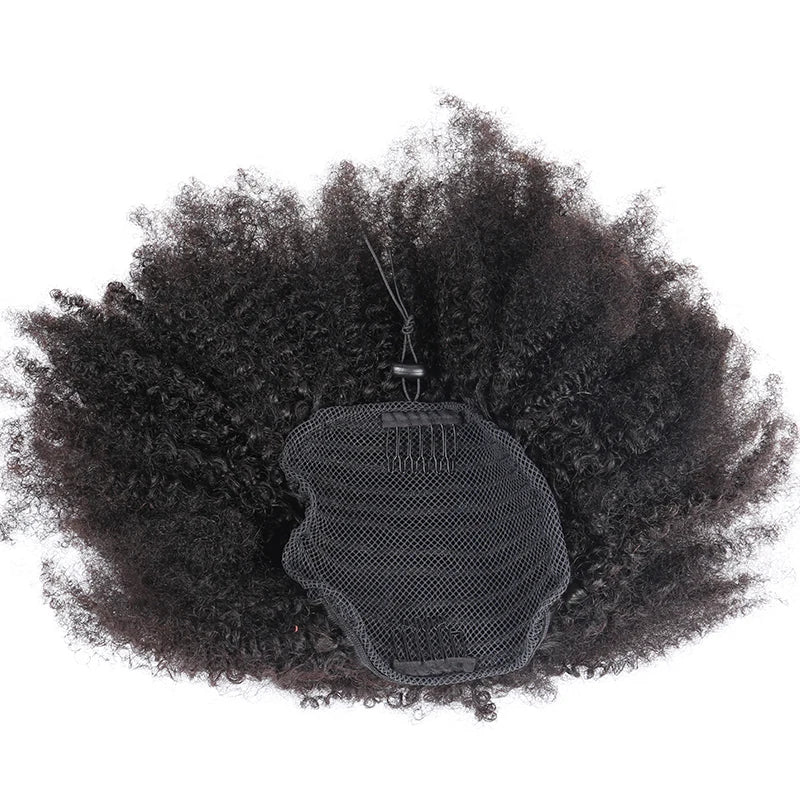 Afro Kinky Curly Drawstring or Straight Wrap Around Human Hair Ponytails