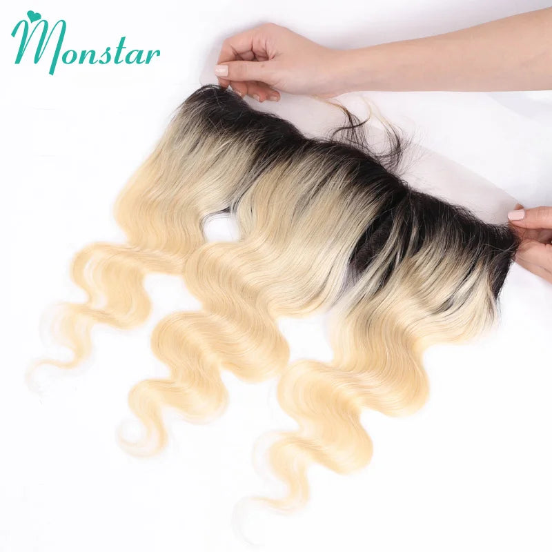 Body Wave 13X4 1B/613 Dark Root Ombre or 613 Blonde Full Lace Frontal With Baby Hair