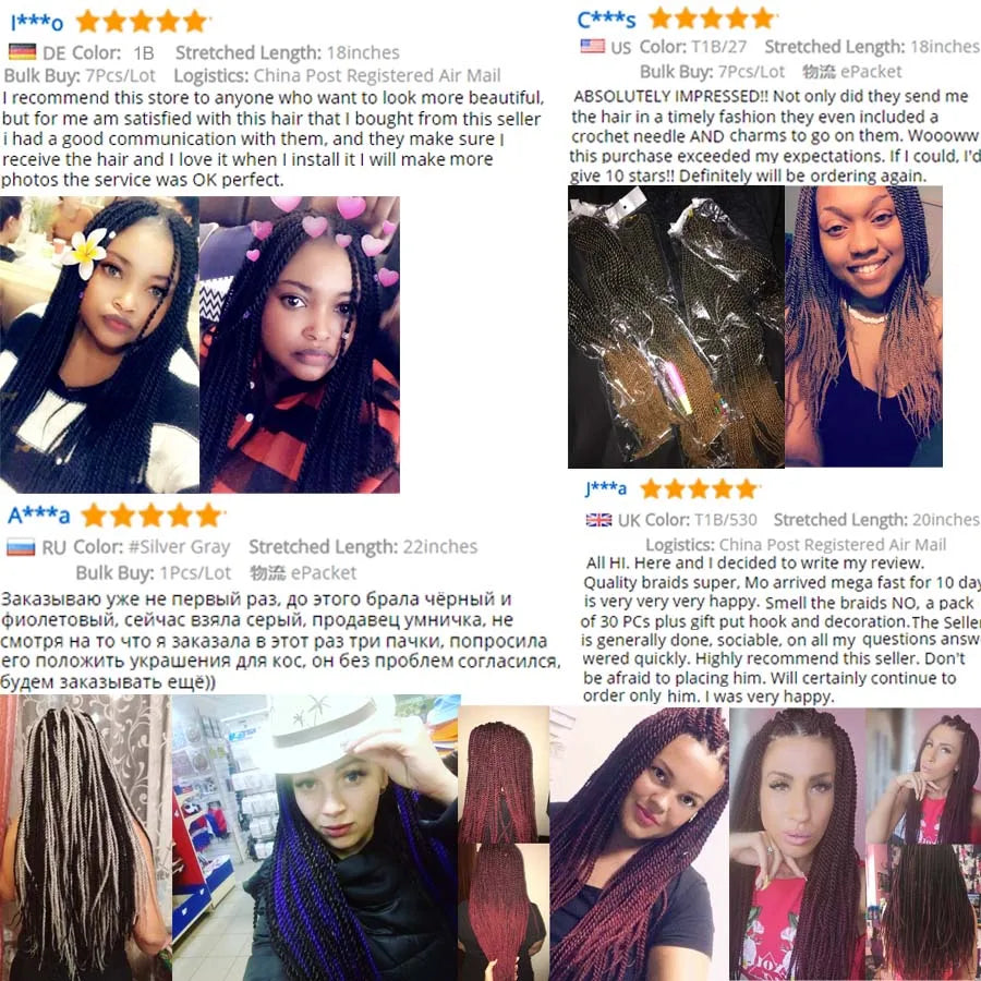 Senegalese Twist Synthetic Crochet Braided Hair - Various Colors Available