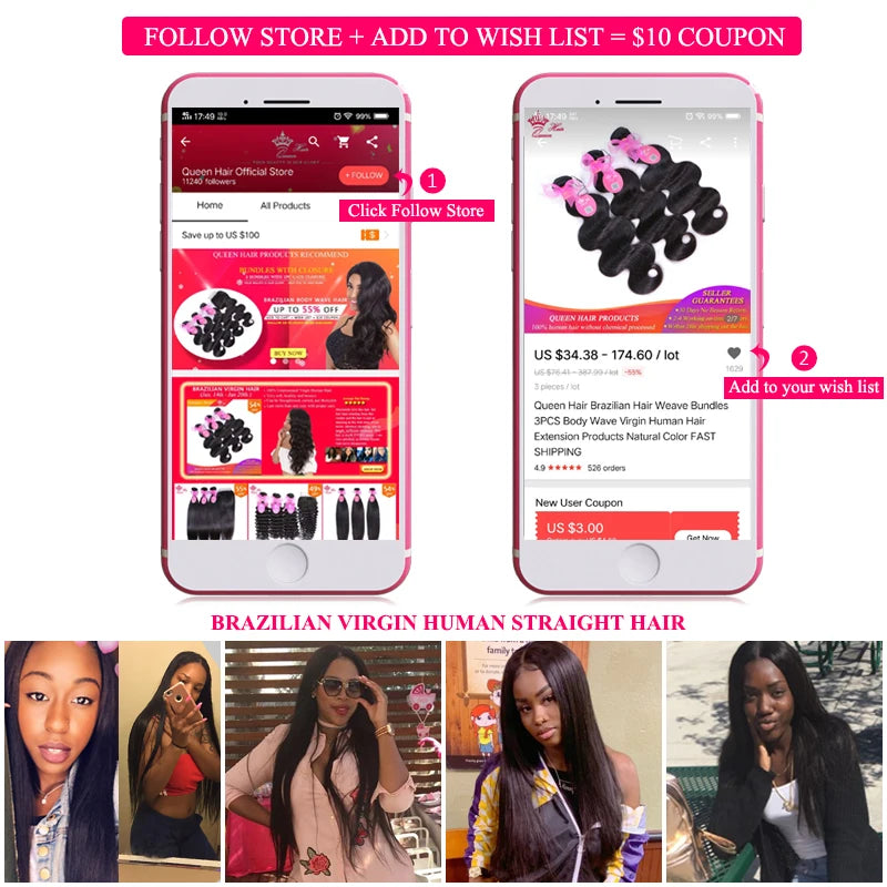 Straight Unprocessed Raw Human Hair Bundles - Natural Color