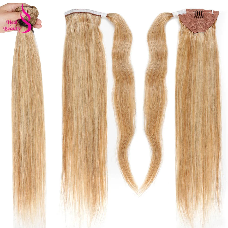 Straight Human Hair Wrap Around Ponytails